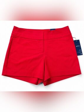 NWT Apt 9 Red Mid Rise Shorts Size 14 Stretch Tailored Summer Career